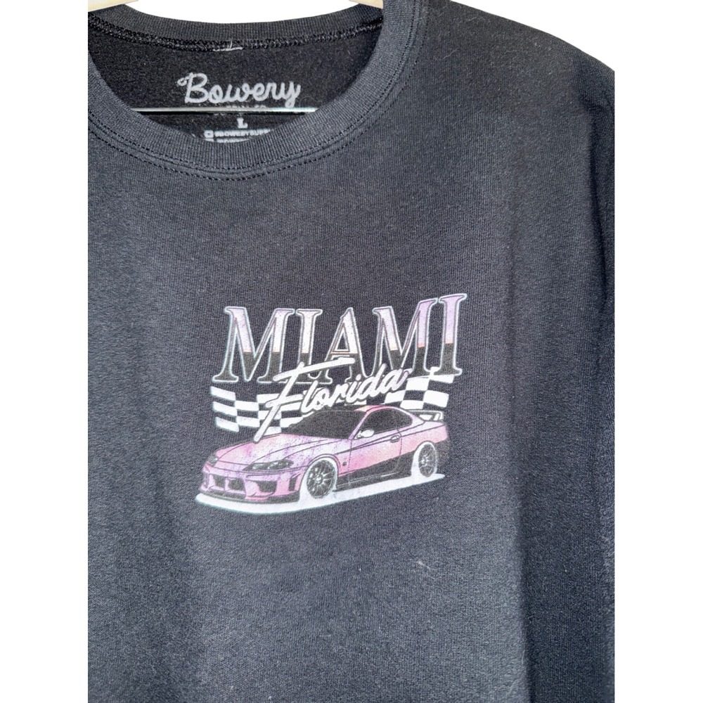 Bowery Supply Co Miami Florida Street Racer Car Graphic Sweatshirt Size L - Picture 3 of 7